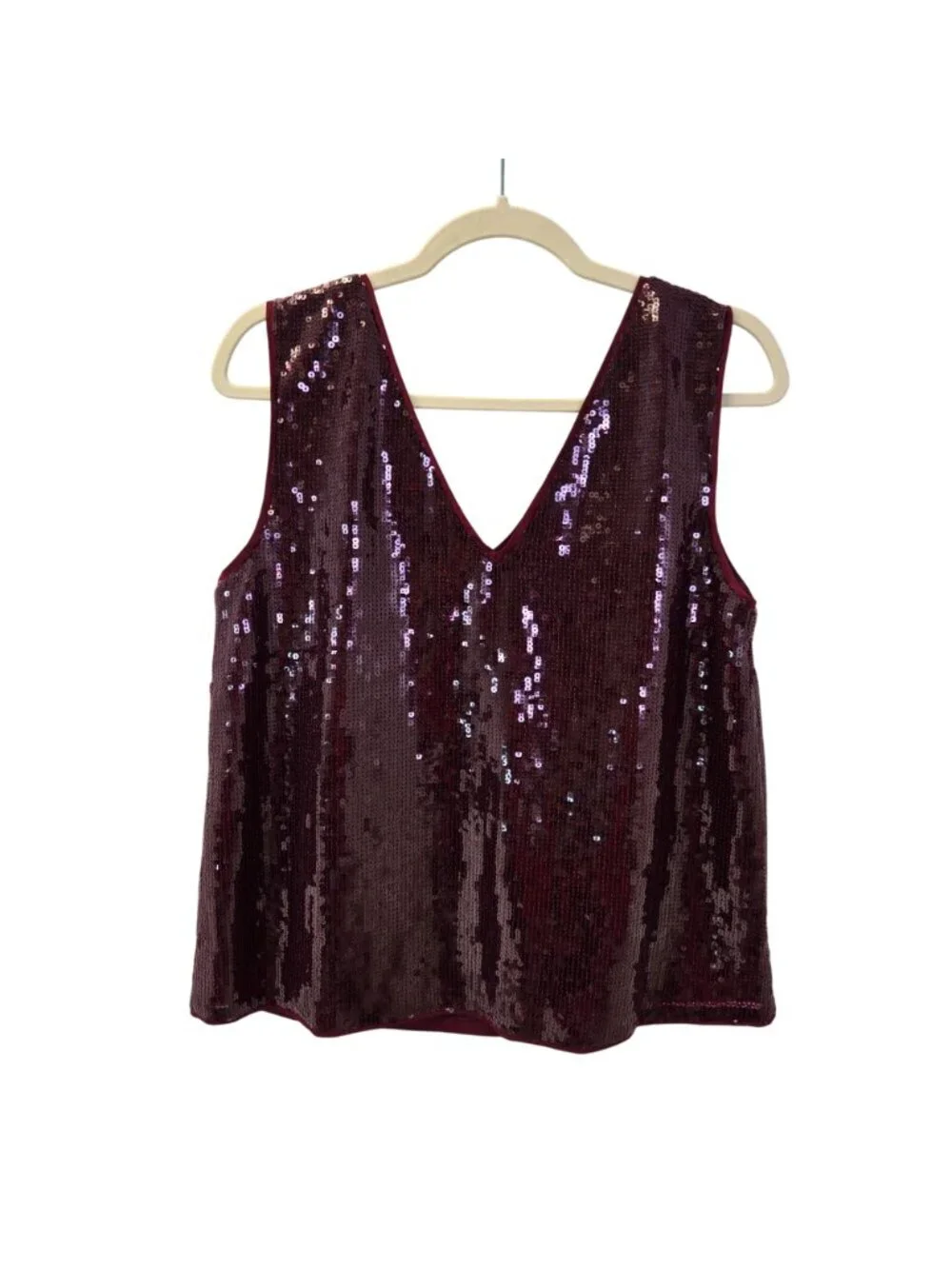 NWT J. Crew Factory Sequin Double V-Neck Shell Blouse Size Medium